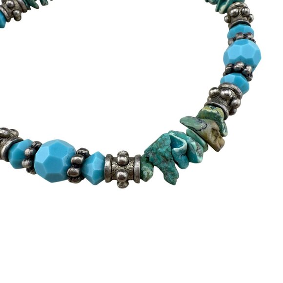Turquoise & Silver-Tone Beaded Bracelet With Toggle Clasp - Picture 3 of 5